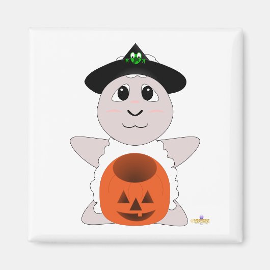 Huggable Witch White Sheep Magneet (Voorkant)