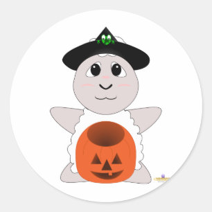 Huggable Witch White Sheep Ronde Sticker