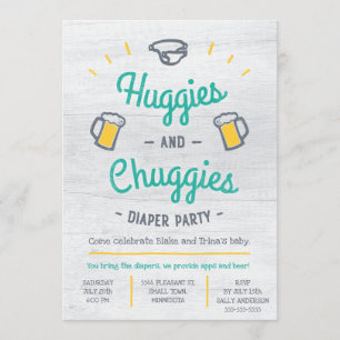 Huggies and Chuggies Diaper Party Invitation Kaart