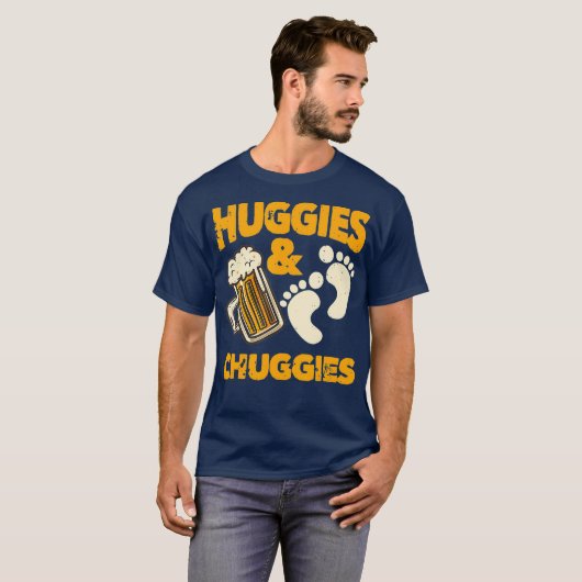 Huggies and Chuggies Funny Future Father Party T-shirt (Voorkant volledig)