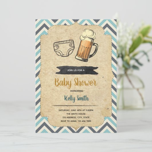 Huggies and chuggies party-uitnodiging kaart (Staand voorkant)