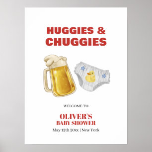 Huggies Chuggies Bier Luier Baby Shower Welkom Poster