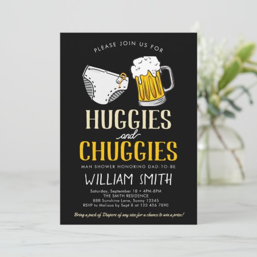Huggies en Chuggies Baby shower Uitnodiging (Staand voorkant)
