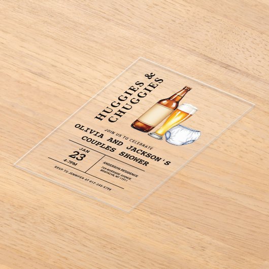 Huggies en Chuggies Couples Baby shower Acryl Uitnodigingen (Laagn)