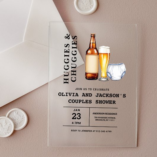 Huggies en Chuggies Couples Baby shower Acryl Uitnodigingen