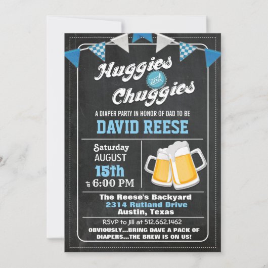 Huggies en Chuggies Dad Luier Party Uitnodiging (Voorkant)