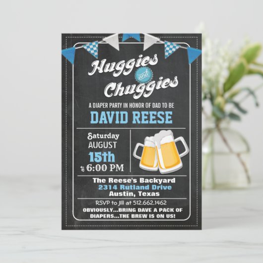 Huggies en Chuggies Dad Luier Party Uitnodiging (Staand voorkant)