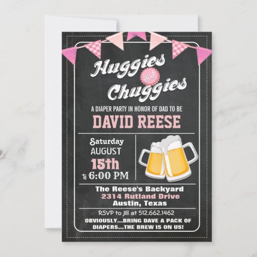 Huggies en Chuggies Dad Luier Party Uitnodiging (Voorkant)