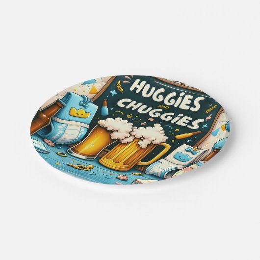 Huggies en chuggies papieren bordje (Gekanteld)
