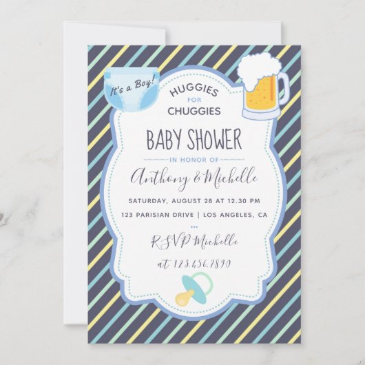 Huggies for Chuggies Diaper Party-uitnodiging Kaart (Voorkant)