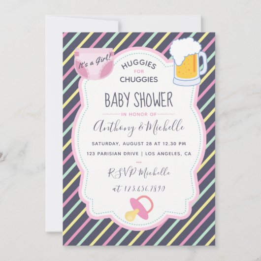 Huggies for Chuggies Diaper Party-uitnodiging Kaart (Voorkant)