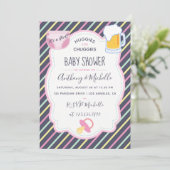 Huggies for Chuggies Diaper Party-uitnodiging Kaart (Staand voorkant)