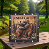 Hugging Bears Mountain Pine Vierkante Klok