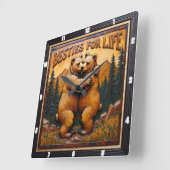 Hugging Bears Orange Mountain Vierkante Klok (Hoek)