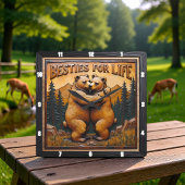 Hugging Bears Orange Mountain Vierkante Klok