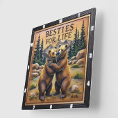 Hugging Bears Streamside Mountain Vierkante Klok (Hoek)