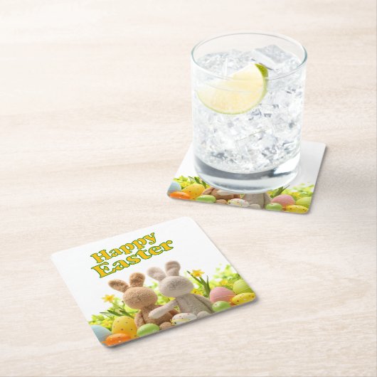 Hugging Bunnies - Happy Easter Kartonnen Onderzetters (Insitu)