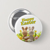 Hugging Bunnies - Happy Easter Ronde Button 5,7 Cm (Voorkant /achterkant)