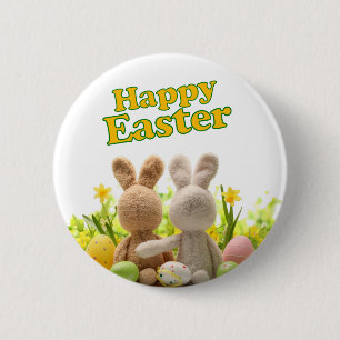 Hugging Bunnies - Happy Easter Ronde Button 5,7 Cm