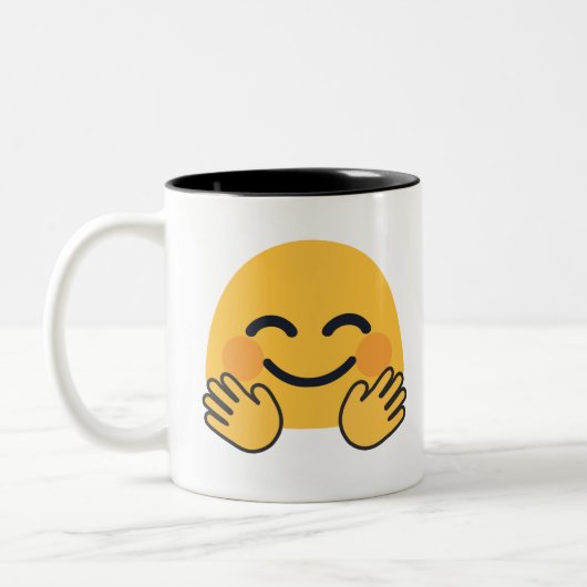 Hugging Emoji Tweekleurige Koffiemok (Links)
