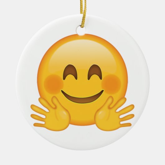 Hugging Face - Emoji Keramisch Ornament (Voorkant)