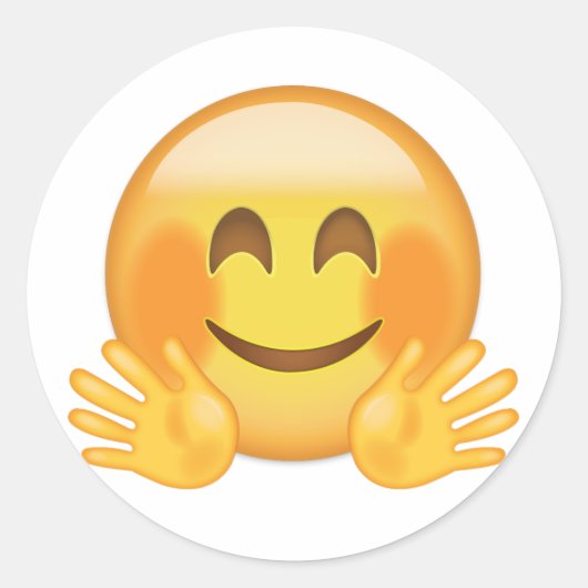 Hugging Face Emoji Ronde Sticker (Voorkant)