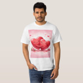 Hugging Hearts T-Shirt | Romantic Love Shirt with  (Voorkant volledig)