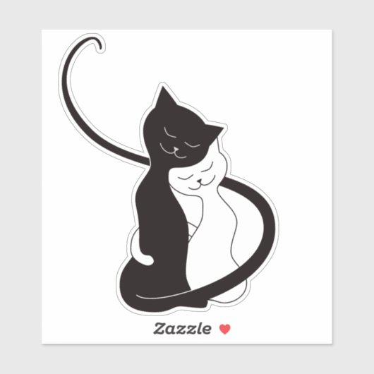Hugging Love Cats Sticker (Vel)