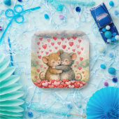Hugging Mice Under a Cloud of Hearts Papieren Bordje (Feest)