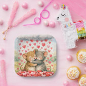 Hugging Mice Under a Cloud of Hearts Papieren Bordje (Feest)