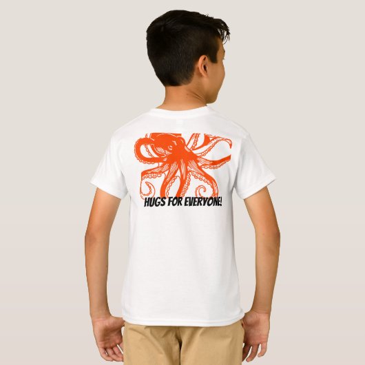 Hugging orange Octopus Kids T-Shirt  (Achterkant volledig)