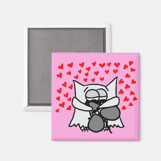 Hugging Owl and Mouse Magnet (Voorkant / Achterkant)
