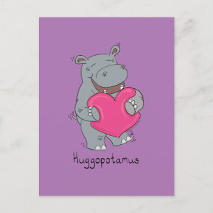 Huggopotamus Valentijnsdag Hippo Briefkaart Paars