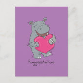 Huggopotamus Valentijnsdag Hippo Briefkaart Paars (Voorkant)