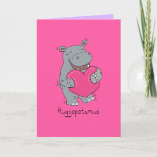 Huggopotamus Valentijnsdag Nijlpaard Kaart Roze