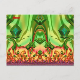 HUGH ~ 3D Ontwerppatroon ~ Kerstkleuren~ Briefkaart