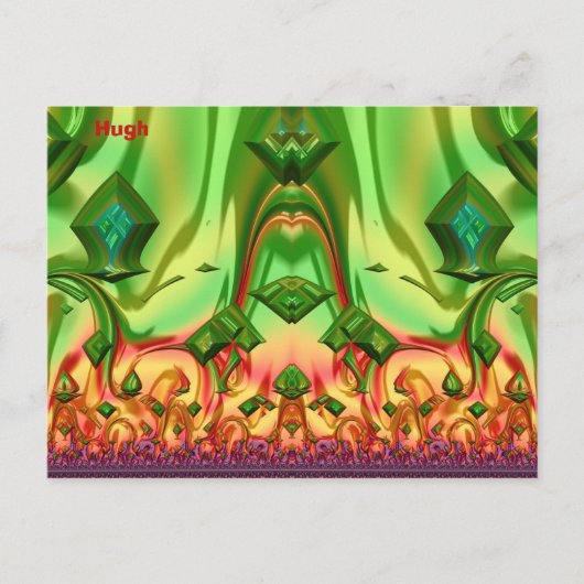 HUGH ~ 3D Ontwerppatroon ~ Kerstkleuren~ Briefkaart (Voorkant)