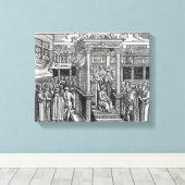 Hugh Latimer Preaching voor King Edward VI Canvas Afdruk (Insitu (Houten vloer))