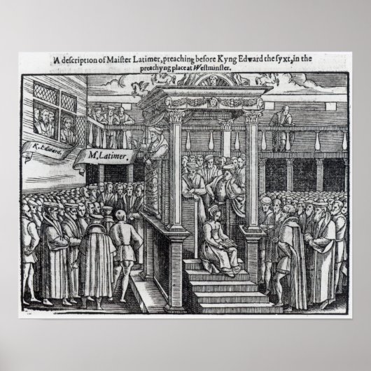 Hugh Latimer Preaching voor King Edward VI Poster (Voorkant)