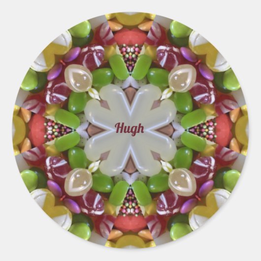 HUGH ~ PAASSE SNOEP ~ RONDE STICKER (Voorkant)