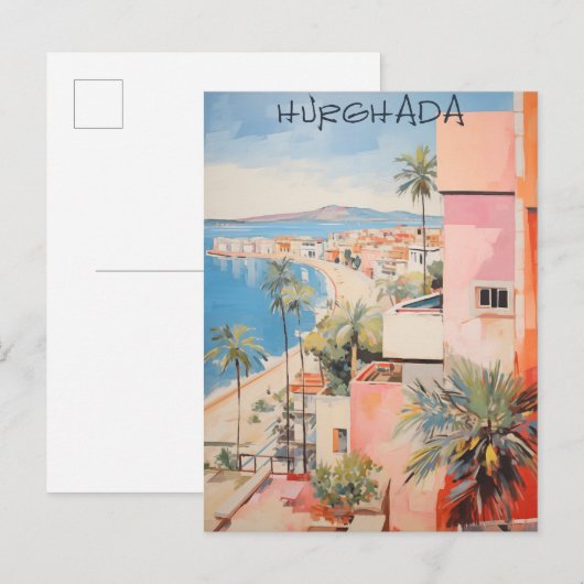 Hugharda Egypte Reis Stad Schilderen Esthetisch Briefkaart (Voorkant / Achterkant)
