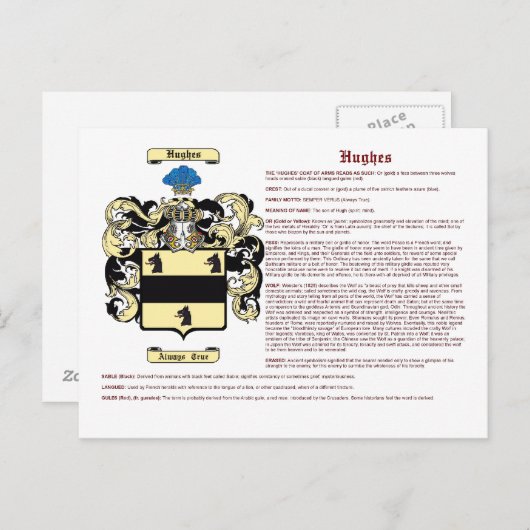 Hughes (betekenis (Engels)) Briefkaart (Voorkant / Achterkant)