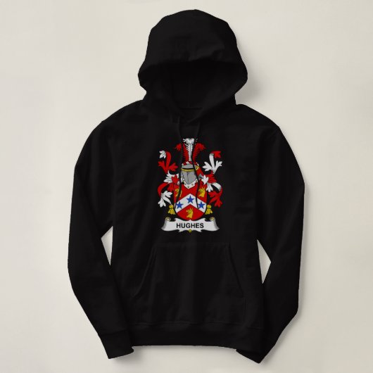 Hughes Coat of Arms Family Crest Hoodie (Design voorkant)