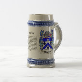 Hughes Family Crest Ceramic Stein Bierpul (Voorkant rechts)