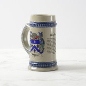 Hughes Family Crest Ceramic Stein Bierpul (Voorkant links)