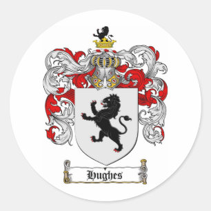 HUGHES FAMILY CREST - HUGHES COAT OF ARMS RONDE STICKER