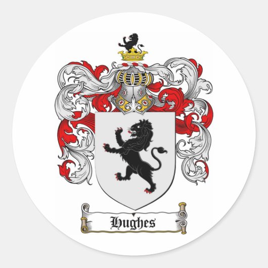 HUGHES FAMILY CREST - HUGHES WAPEN RONDE STICKER (Voorkant)