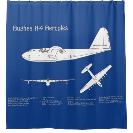 Hughes H-4 Hercules Spruce Goose - Vliegtuigplanne Douchegordijn (Voorkant)