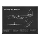 Hughes H-4 Hercules Spruce Goose - Vliegtuigplanne Foto Afdruk (Voorkant)