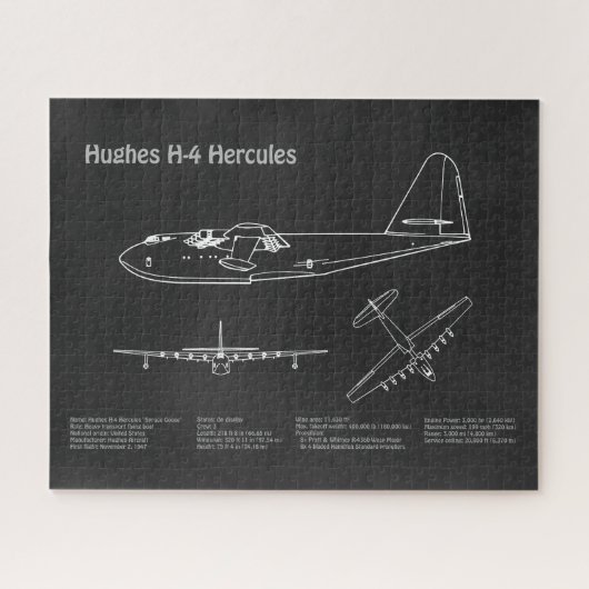 Hughes H-4 Hercules Spruce Goose - Vliegtuigplanne Legpuzzel (Horizontaal)
